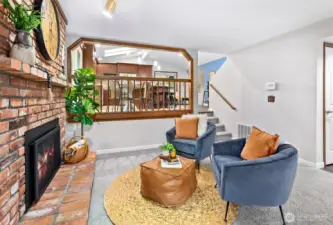 2nd living room with gas fireplace.