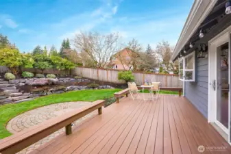 Large composite deck gives the home owner so many options for back yard entertaining.