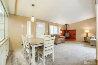 Built-in display case adjacent to the kitchen/dining room.