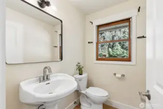 Tastefully updated guest bathroom.