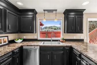 Kitchen sink window with beautiful views of the foothills.