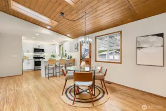 Kitchen & dining space flow seamlessly together.