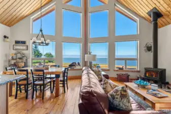 Pine floors and cedar ceilings, solid knotty pine doors and trim