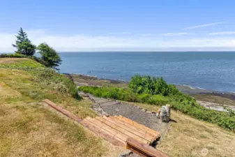 Stairs to the beach and your private clam beds.