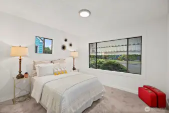 Bedroom on main level has a washer/dryer in closet.