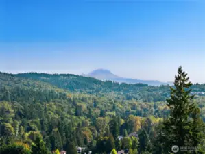 Mt. Rainier is trying to peek out but all the advanced photography technology could not bring out the magnificence of what this view is like from the front entry of home.