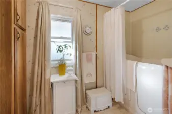 Primary bathroom with walk-in bathtub