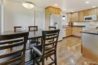 single-level living with a true "great room" feel with the kitchen, living and eating area all physically connected.
