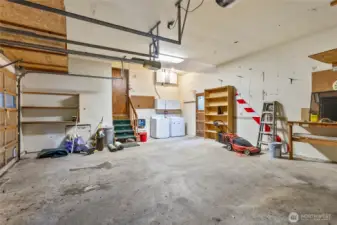 Large garage with ample space for overhead storage