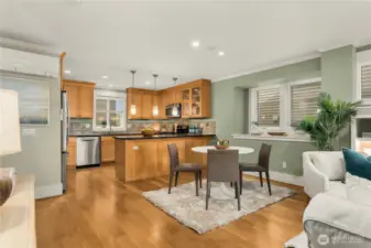 Open kitchen for easy pass-through and eat at counter