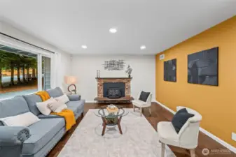 Good sized living area, with a wood stove.