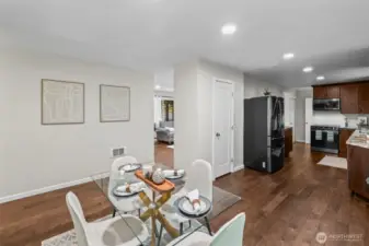 Beautiful flooring throughout the living space.