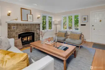 There's plenty of space to entertain or just relax in the living room in front of the gas fireplace.