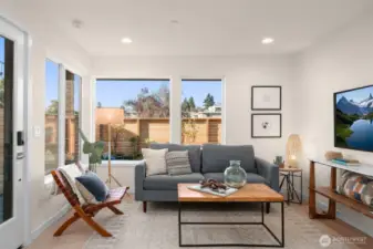 Photos of model home with similar finishes & floor plan.
