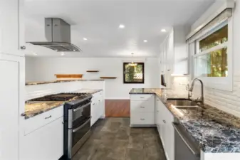 The remodeled kitchen makes it easy to cook for your guests!