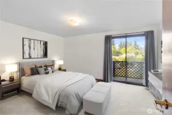 The Owner's suite has a small deck where you can see the sun rise over the mountains!