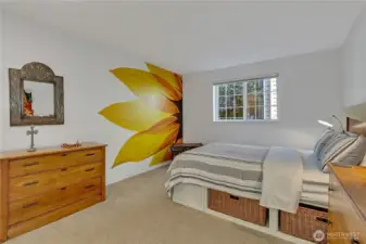 This is the second spacious bedroom with the only carpeted area in the unit.  It makes for a quiet, restful bedroom.
