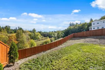 Fully fenced backyard.