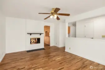 See-Through Wood Burning Fireplace in Living Room