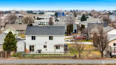 Fully fenced backyard.