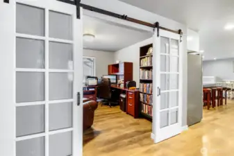 Barn doors for style and separation when needed.