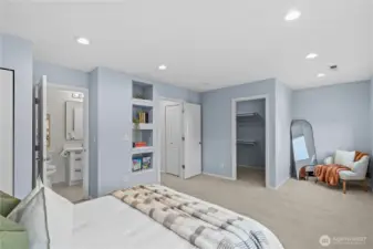 Spacious secondary suite with attached full bathroom.