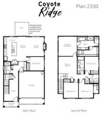 Plan 2330 floorplan. Details may not be exact and are subject to change.