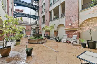 Italian inspired courtyard located on the 4th floor graces the heart of the building. This serene outdoor space provides a peaceful retreat and escape from city life, with its inviting atmosphere. Condo owners can have casual gatherings in this space and can experience four summer concerts for their enjoyment.