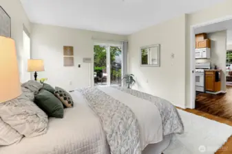 Patio doors in bedroom