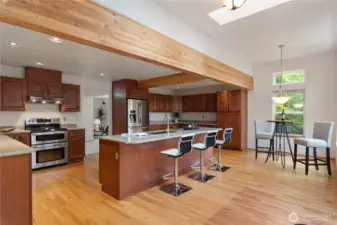 Beautiful huge beams in the kitchen.