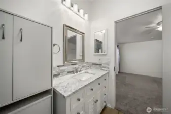 Primary bathroom has been updated.