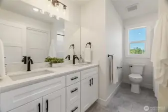 Full Bathroom with Double Sinks on the Upper Floor ...