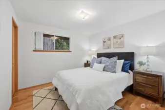Primary bedroom with two closets.