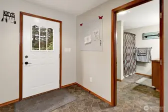 Full bathroom off the rear entry.