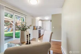 enjoy views of your back yard from the dining area.