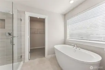Primary shower & tub + spacious closet.