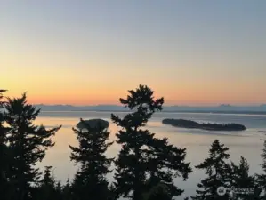 Sunset light over Clark Island National Park with with Canadian Rockies in the background