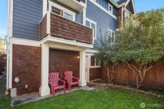 Enjoy a private, fenced back yard with play lawn.