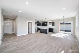 View of front door from living room.