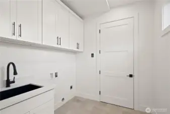 Upstairs laundry room w/sink, heated floors & storage...