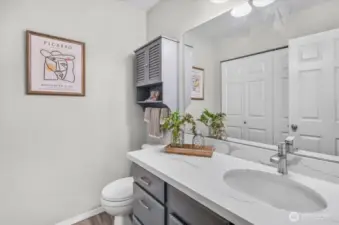The garage level bath
