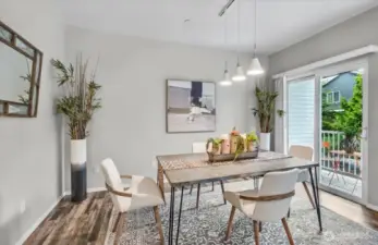 Notice the porch outside the dining area.