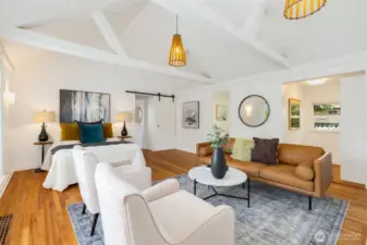 Main floor - use as a family room, primary suite, guest suite or combo