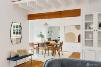 Living to dining to kitchen/office flow