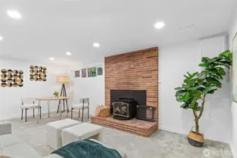 Second wood burning fireplace on the lower level.
