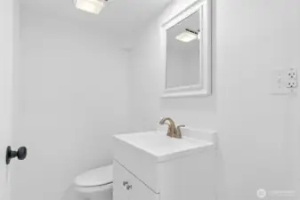 Lower level second bathroom with walk-in shower.