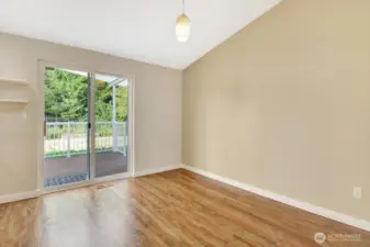 Dining room opens up to the backyard.