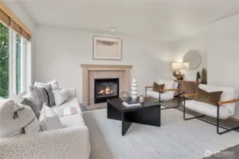 Cozy gas fireplace—perfect for chilly evenings and relaxing nights at home.