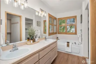 This primary bath offers a perfect blend of functionality and enduring beauty.