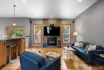 Great room with fireplace
